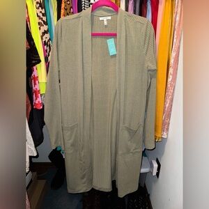 NWT Maurice's Olive Green Duster Cardigan size XS runs larger. Best for Size S